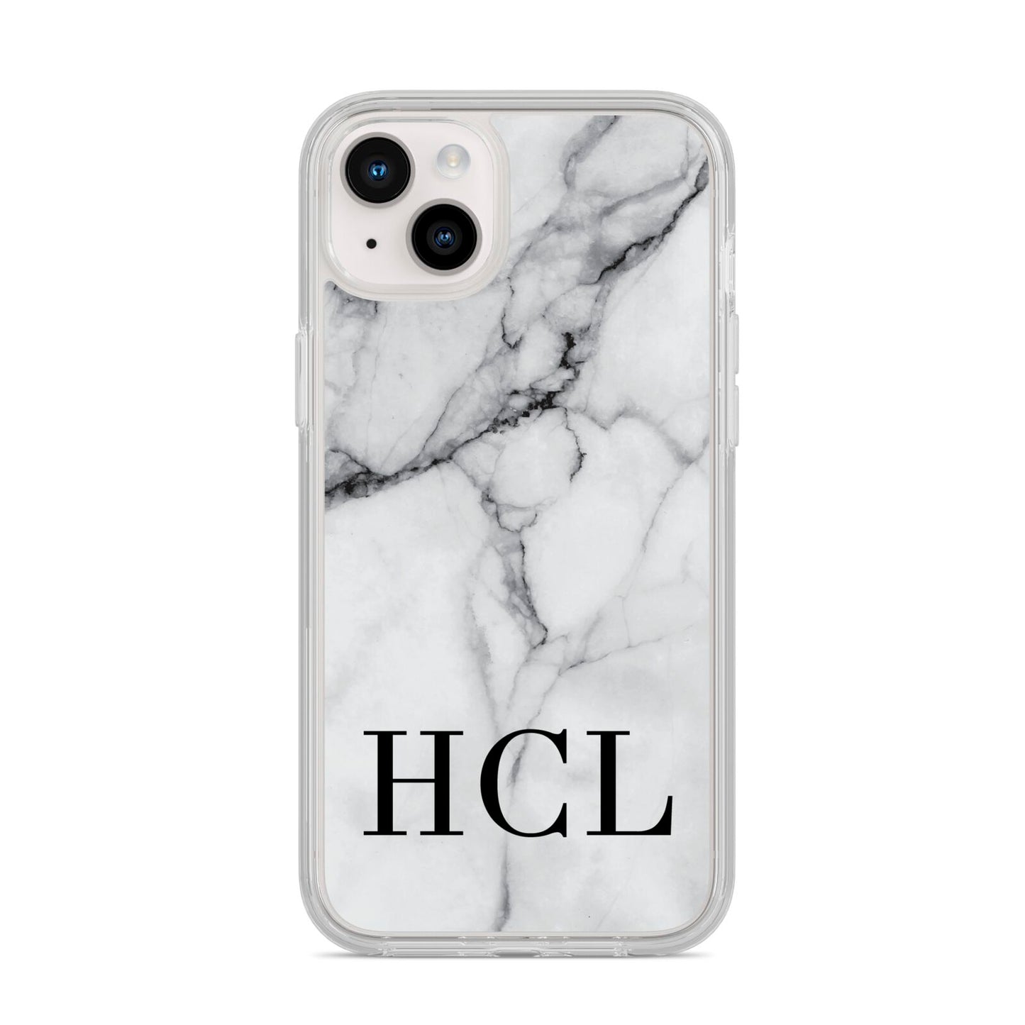 Personalised Medium Marble Initials iPhone 14 Plus Clear Tough Case Starlight