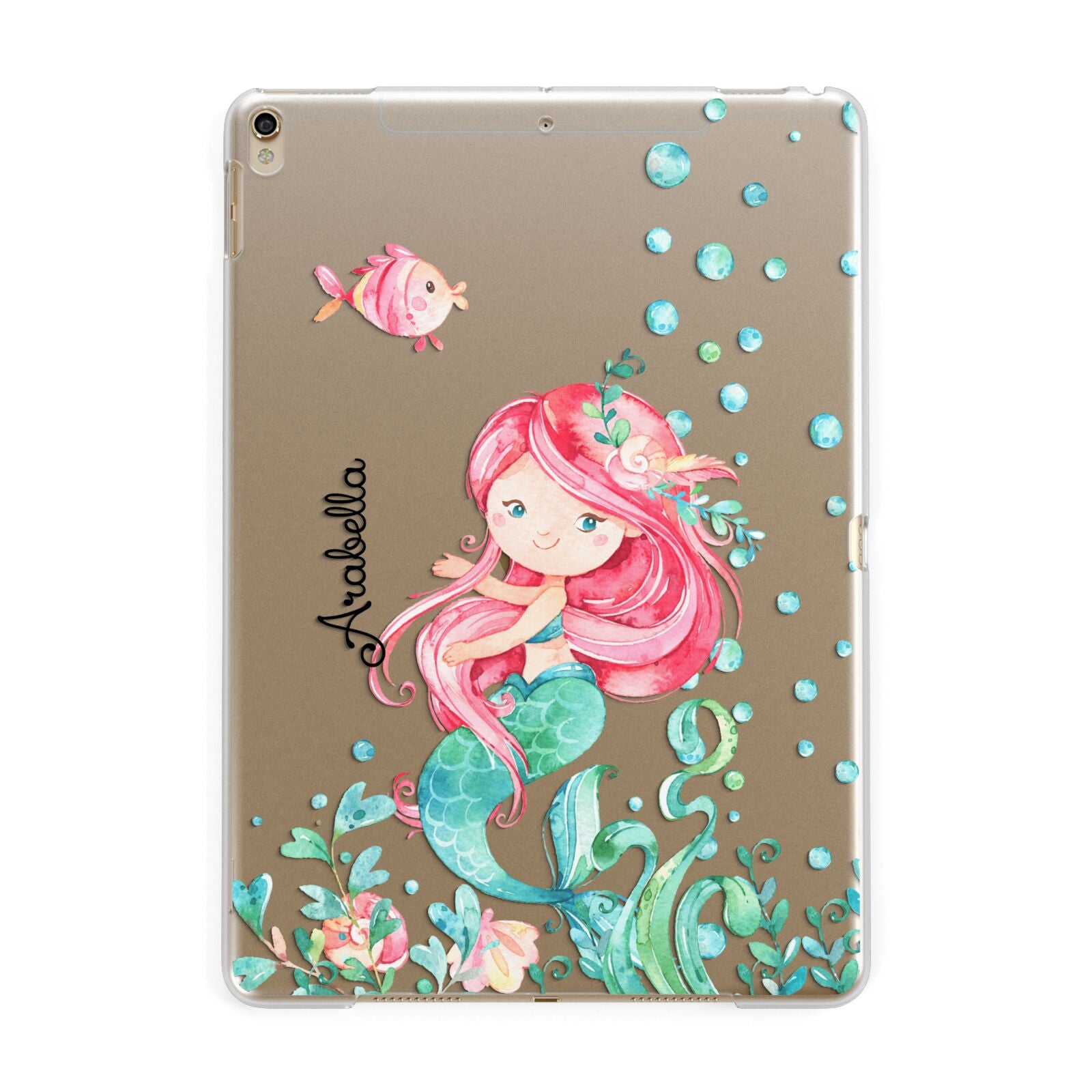 Personalised Mermaid Apple iPad Gold Case