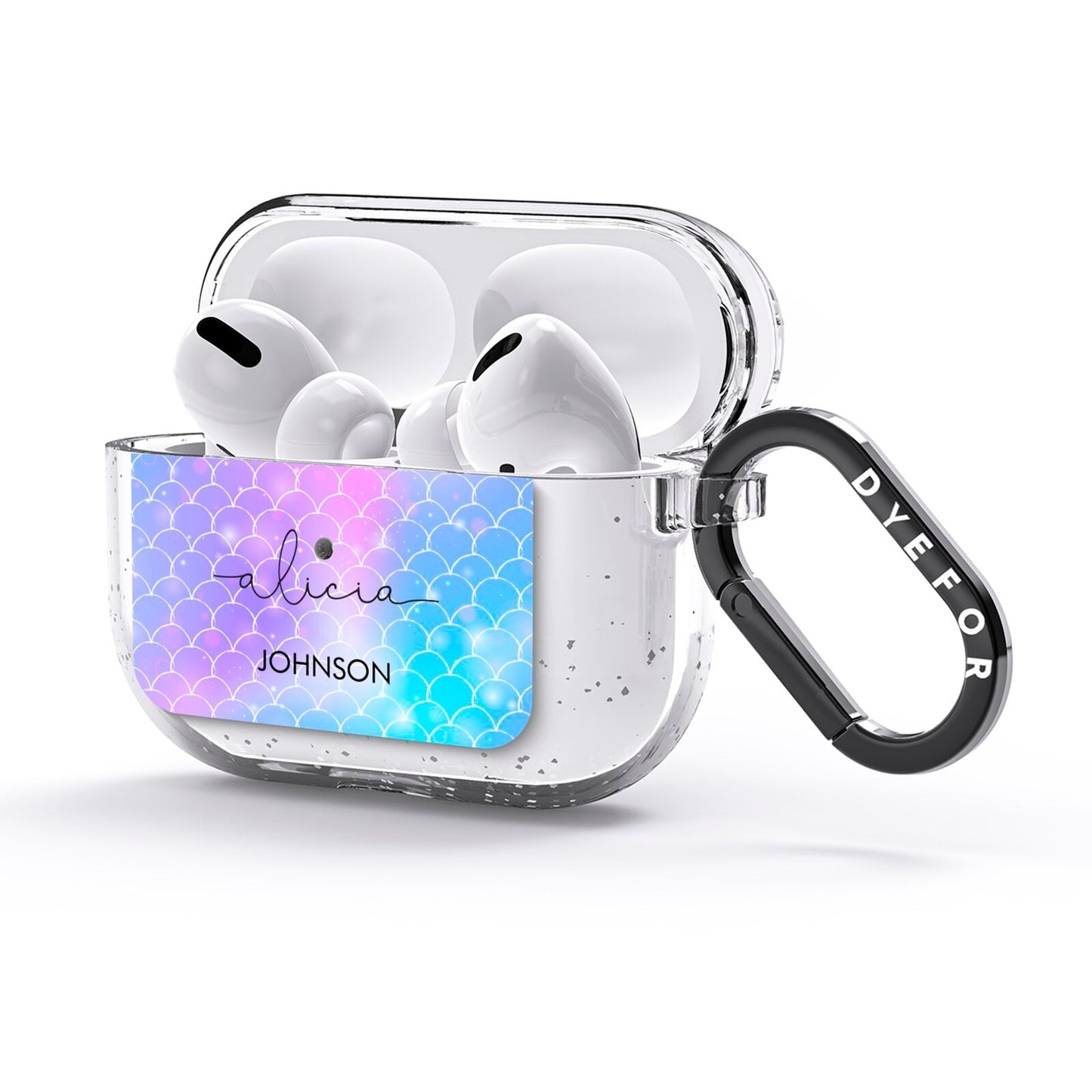 Personalised Mermaid Glitter with Names AirPods Glitter Case 3rd Gen Side Image