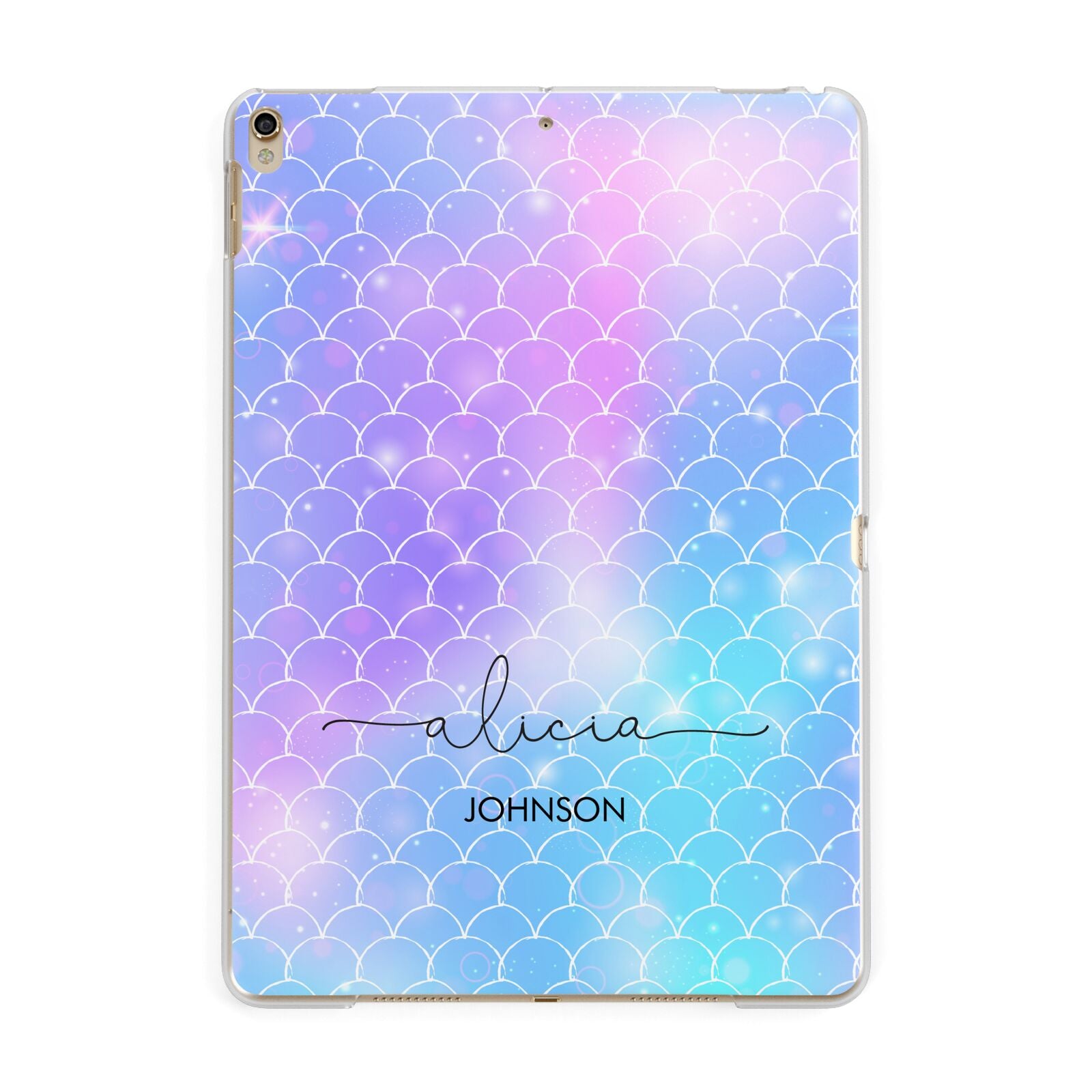 Personalised Mermaid Glitter with Names Apple iPad Gold Case