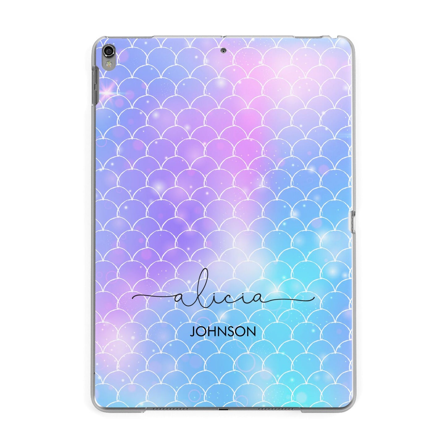 Personalised Mermaid Glitter with Names Apple iPad Grey Case