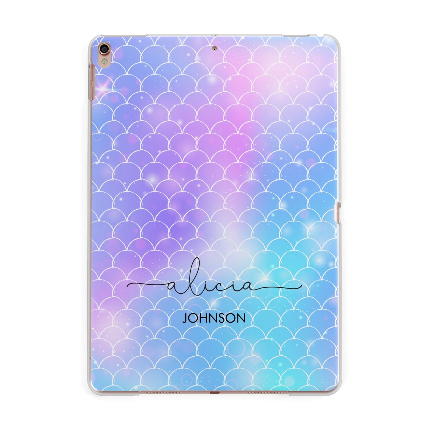 Personalised Mermaid Glitter with Names Apple iPad Rose Gold Case