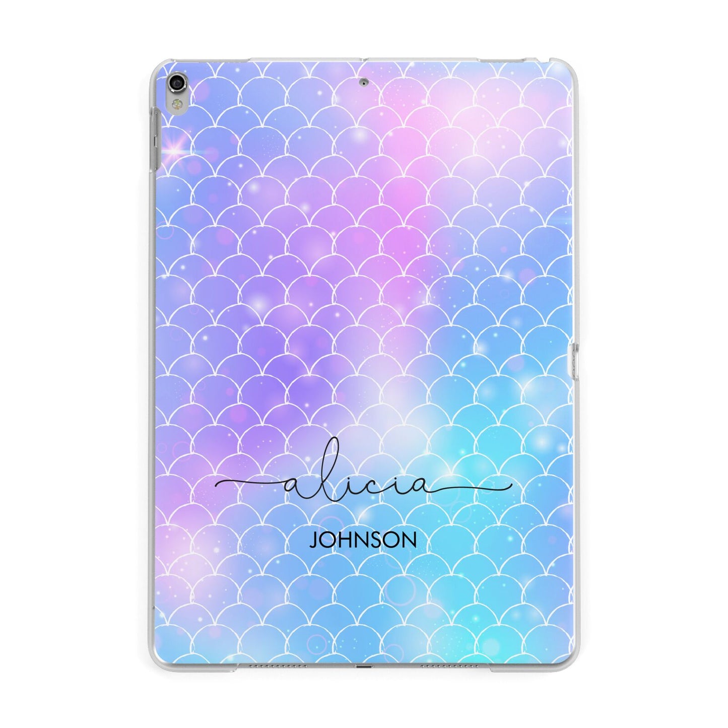 Personalised Mermaid Glitter with Names Apple iPad Silver Case