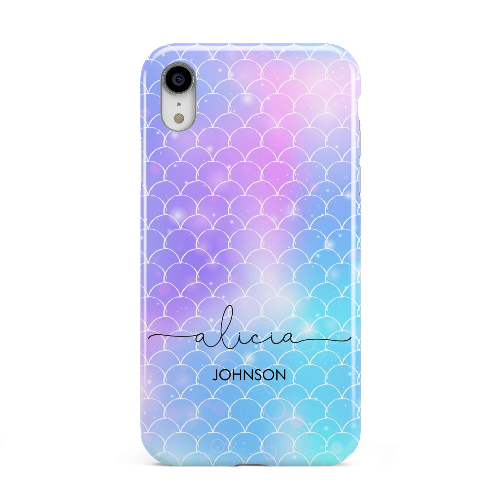 Personalised Mermaid Glitter with Names Apple iPhone XR White 3D Tough Case