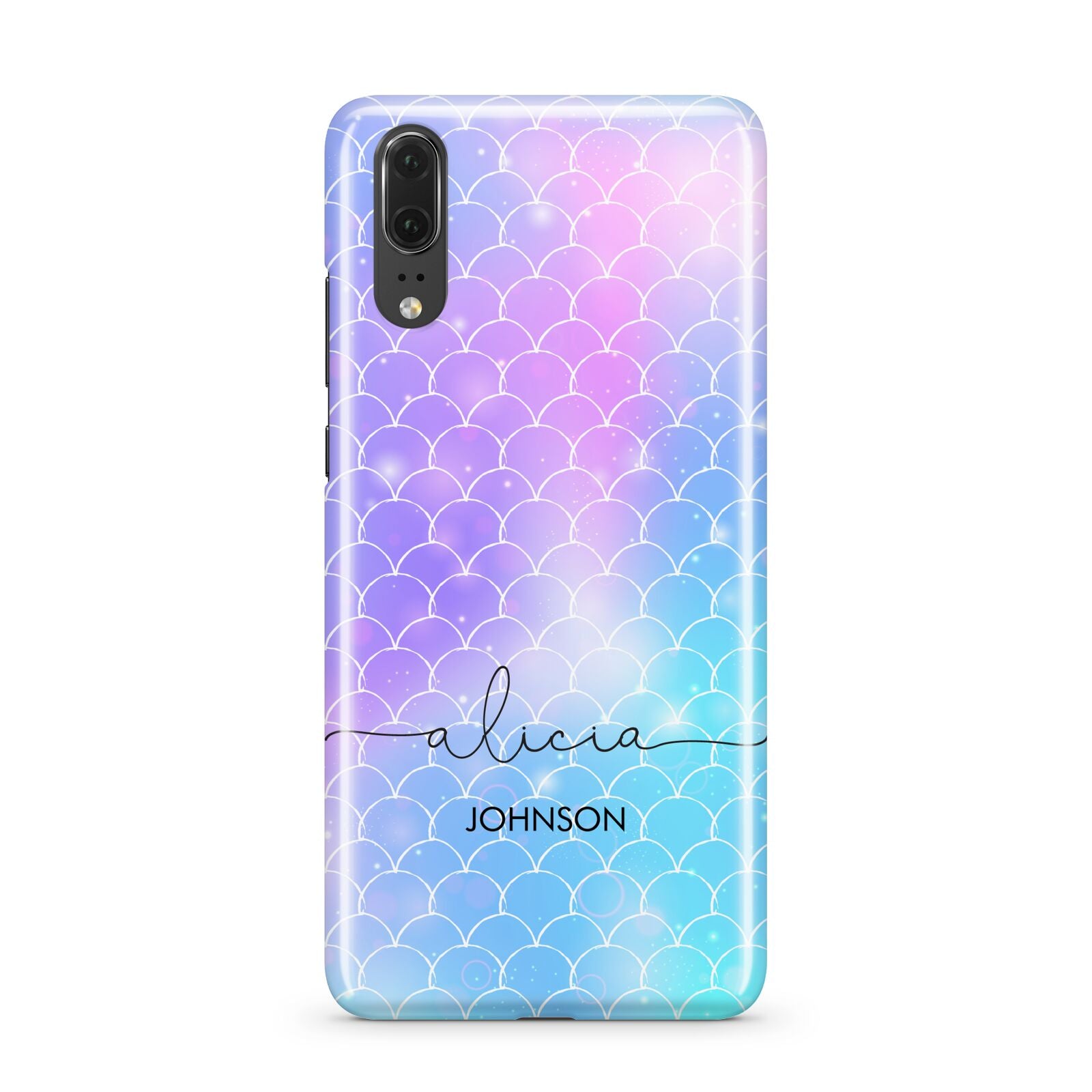 Personalised Mermaid Glitter with Names Huawei P20 Phone Case