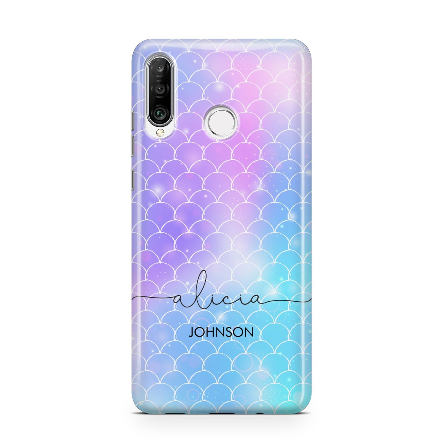 Personalised Mermaid Glitter with Names Huawei P30 Lite Phone Case