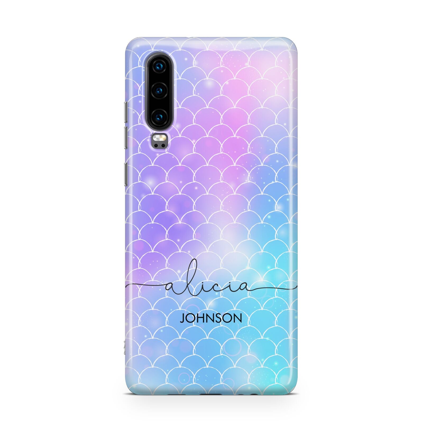 Personalised Mermaid Glitter with Names Huawei P30 Phone Case