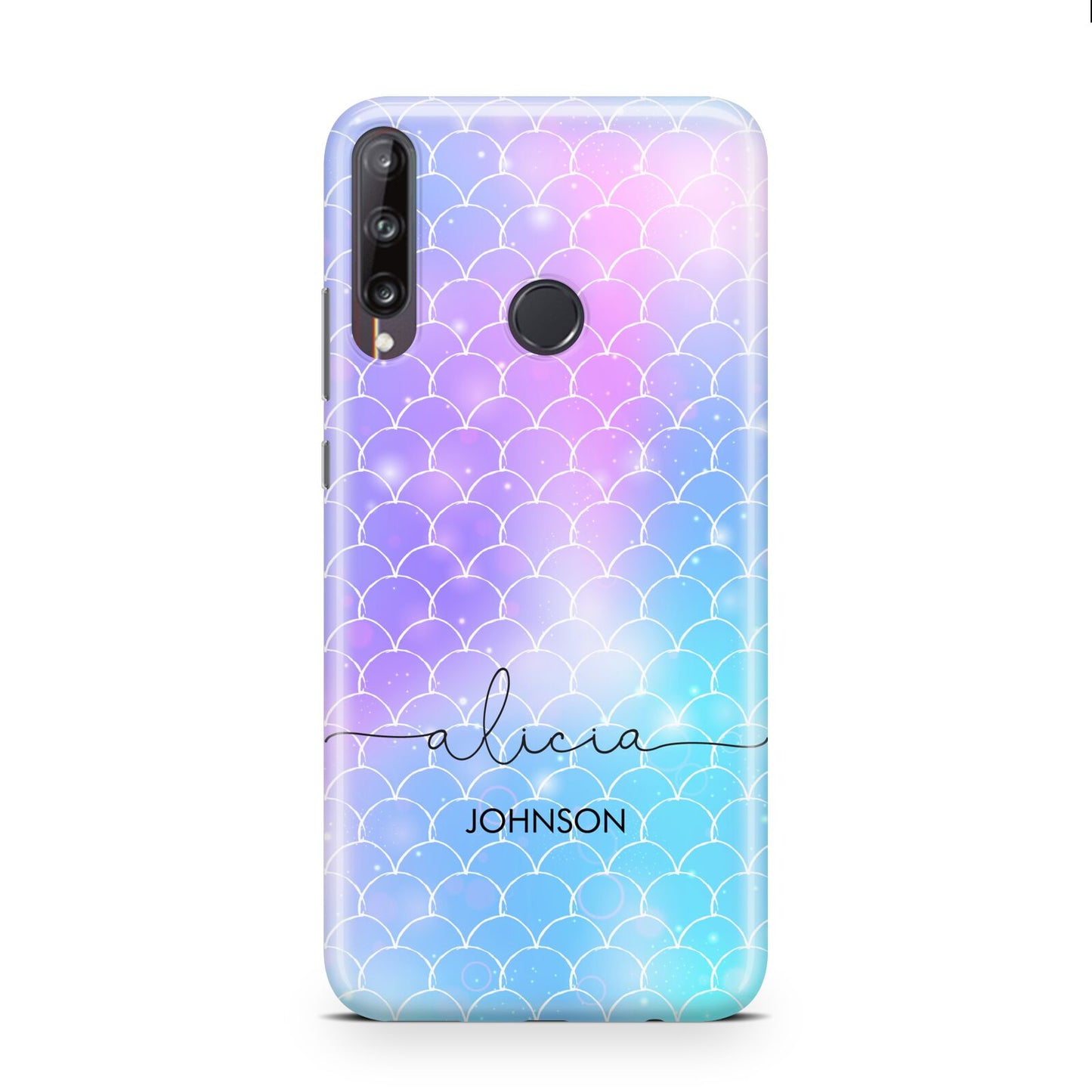 Personalised Mermaid Glitter with Names Huawei P40 Lite E Phone Case