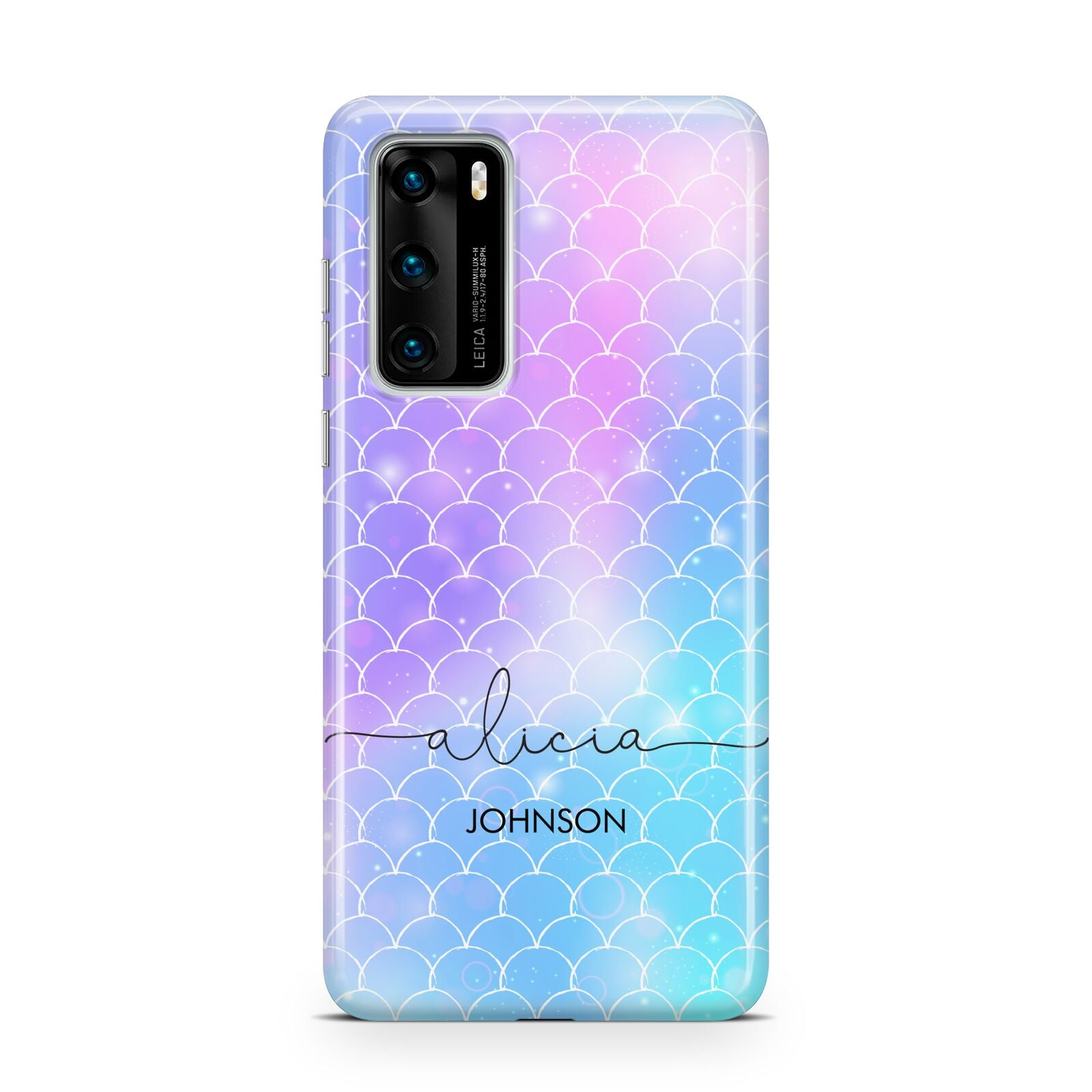 Personalised Mermaid Glitter with Names Huawei P40 Phone Case