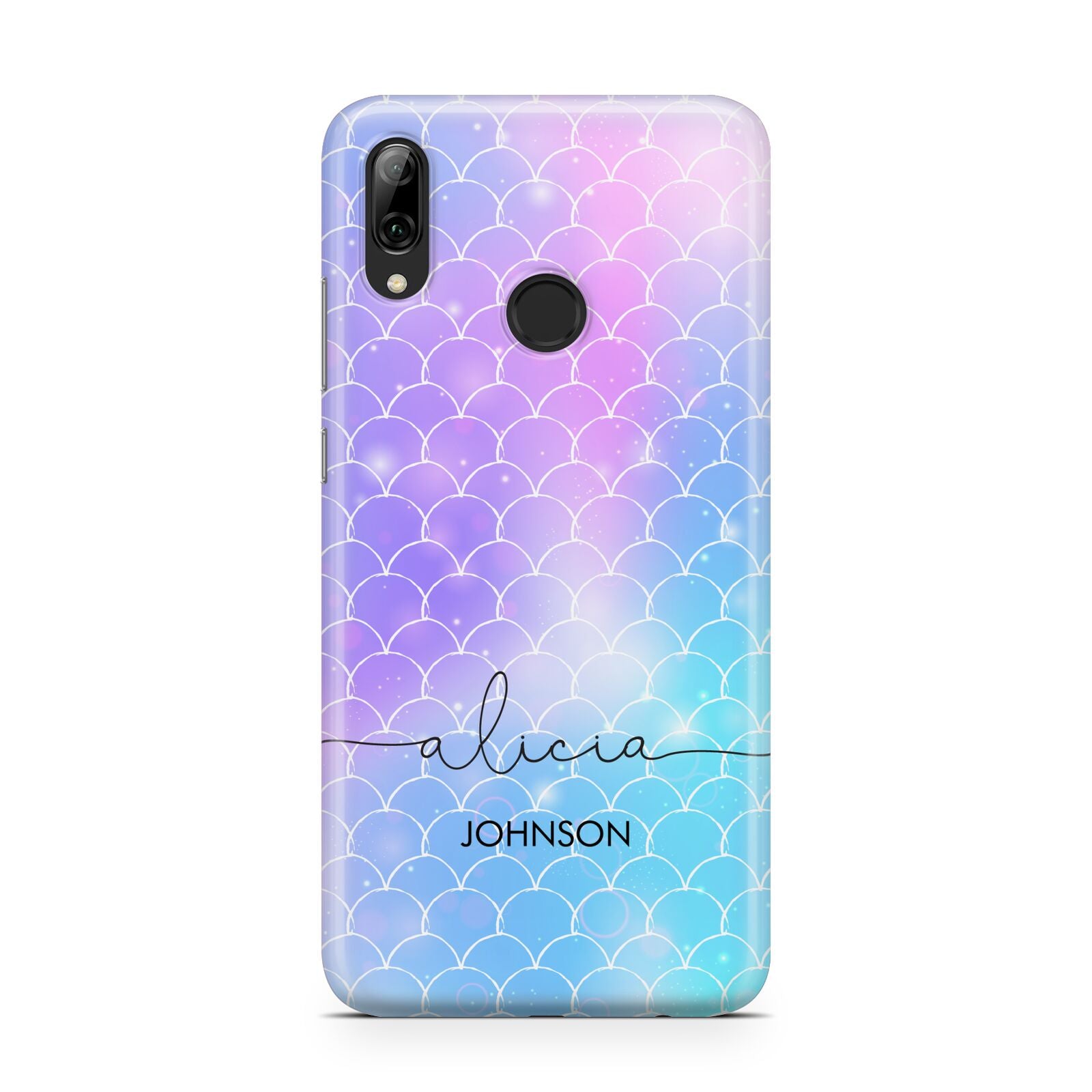 Personalised Mermaid Glitter with Names Huawei Y7 2019