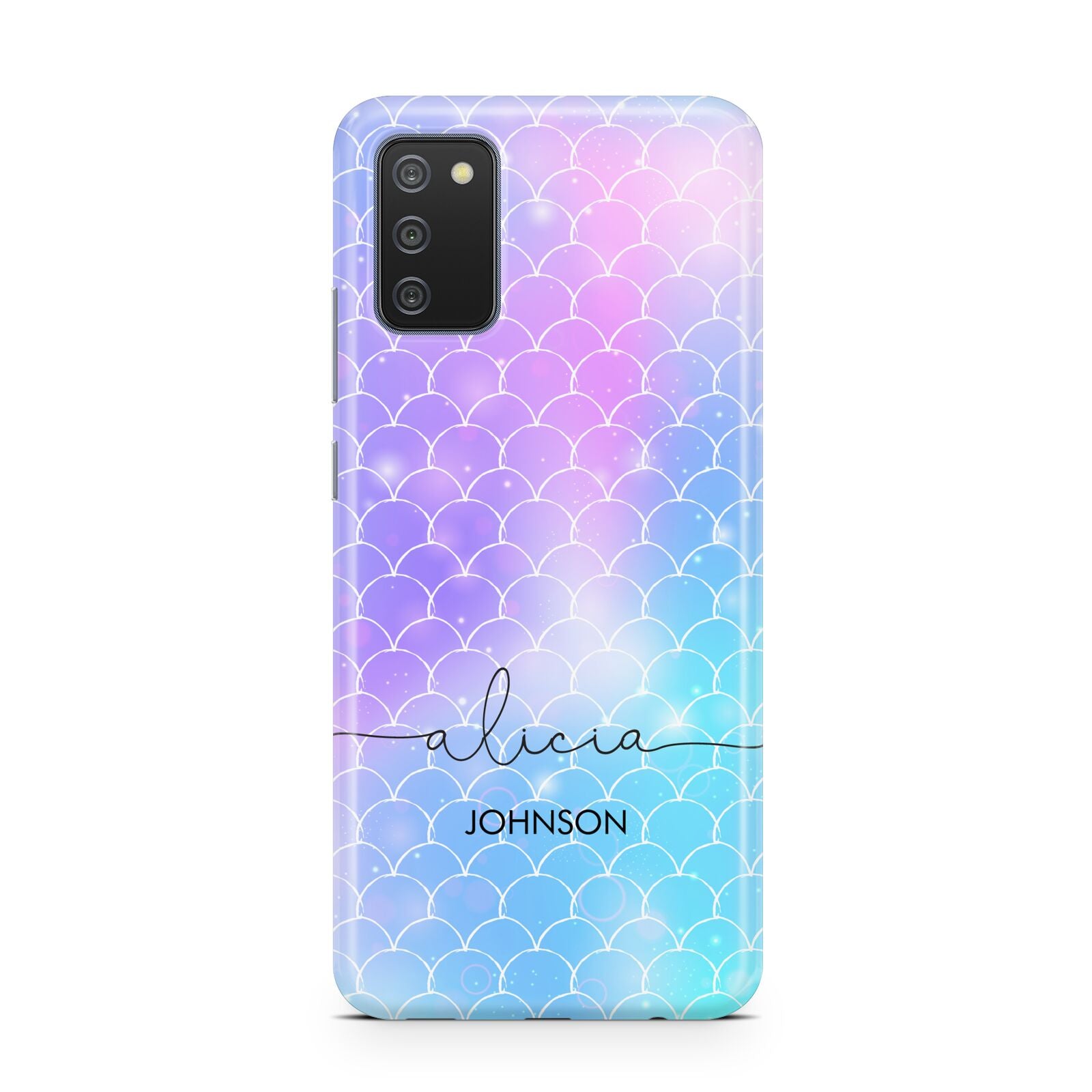 Personalised Mermaid Glitter with Names Samsung A02s Case