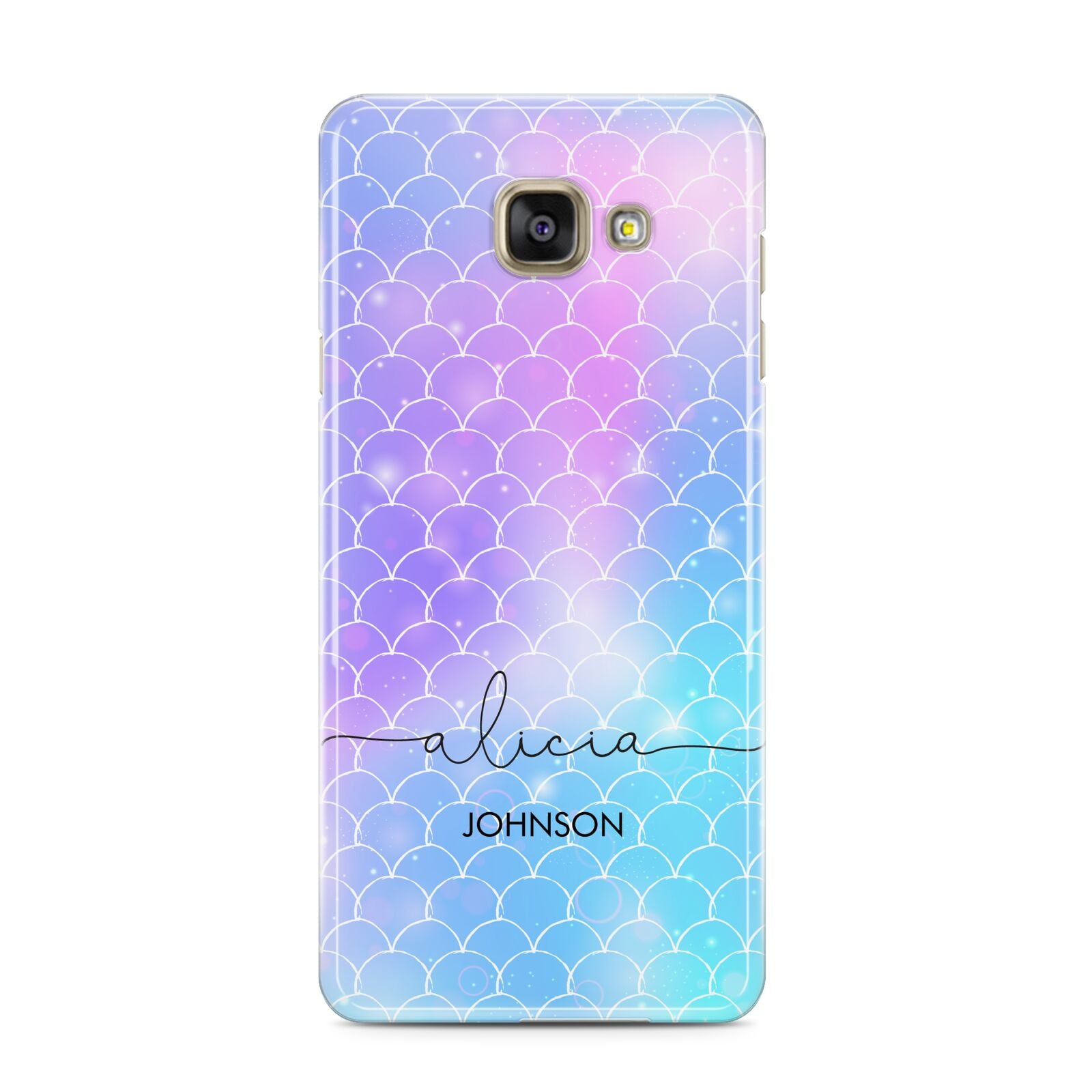 Personalised Mermaid Glitter with Names Samsung Galaxy A3 2016 Case on gold phone