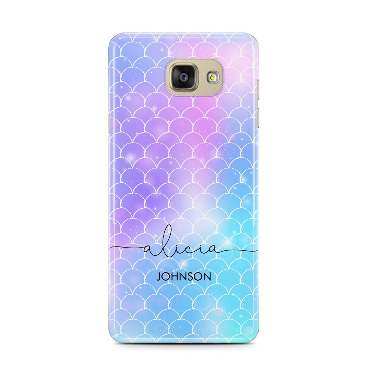 Personalised Mermaid Glitter with Names Samsung Galaxy A7 2016 Case on gold phone