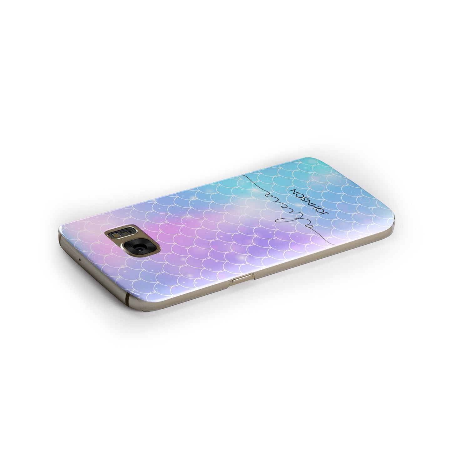 Personalised Mermaid Glitter with Names Samsung Galaxy Case Side Close Up