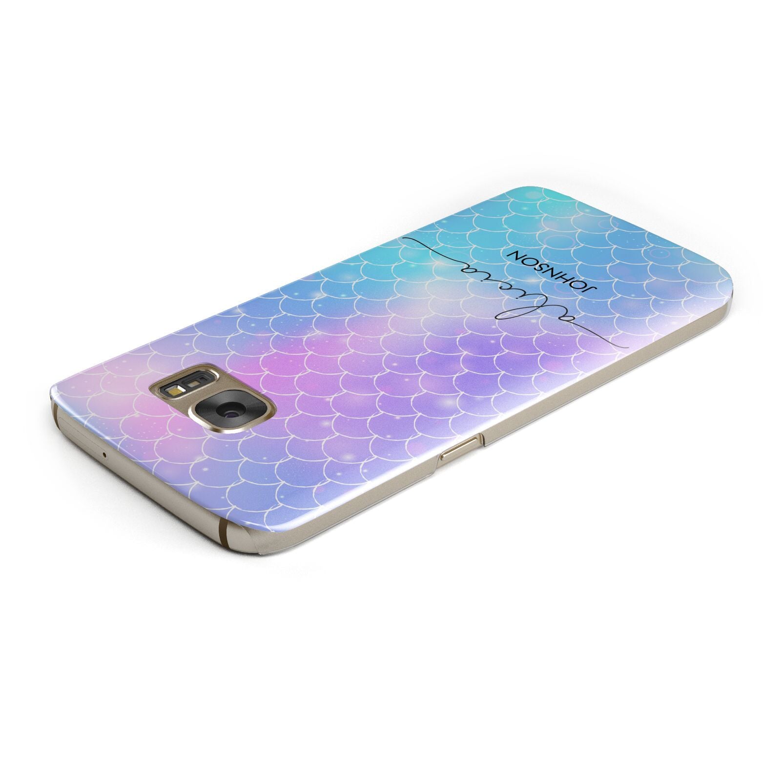 Personalised Mermaid Glitter with Names Samsung Galaxy Case Top Cutout