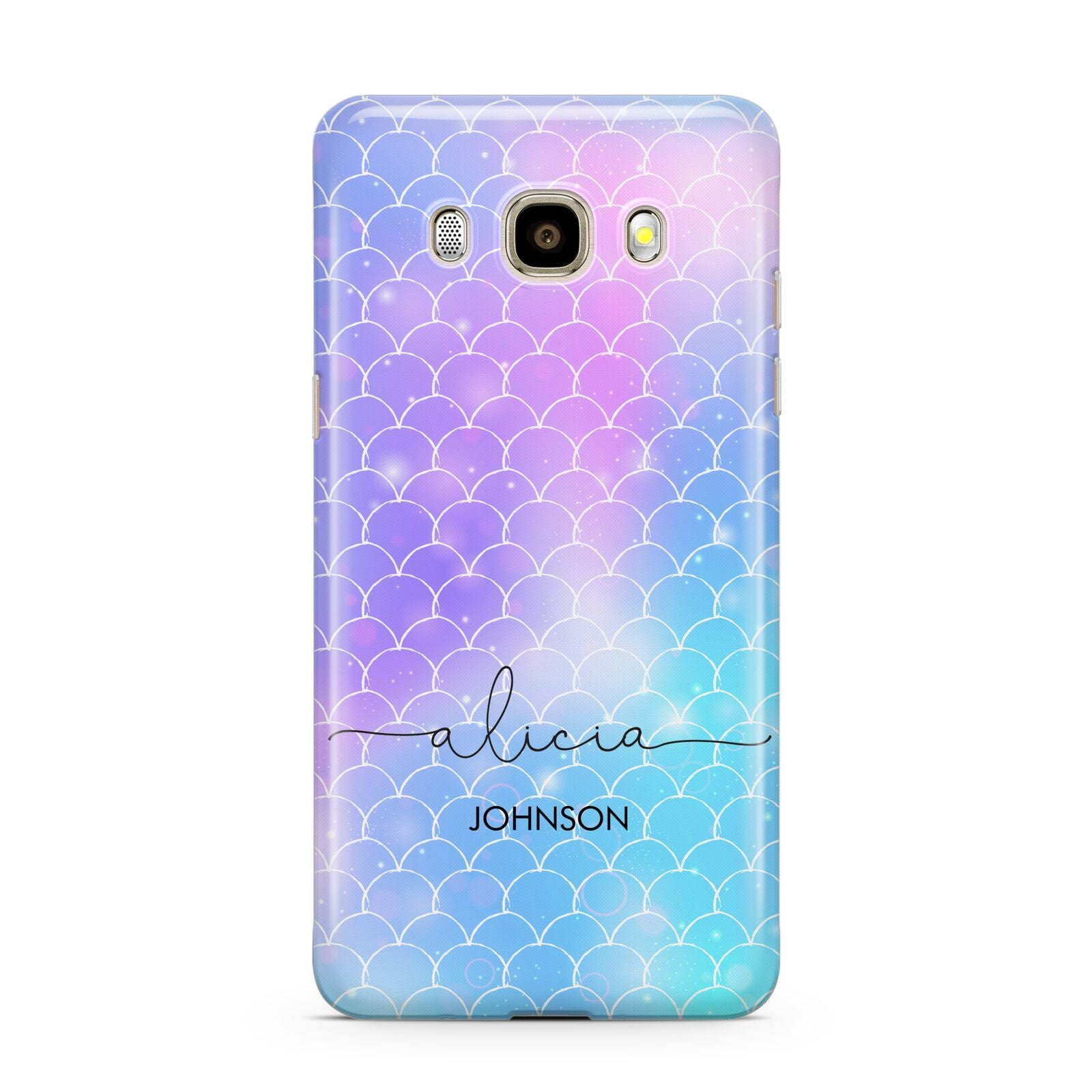 Personalised Mermaid Glitter with Names Samsung Galaxy J7 2016 Case on gold phone