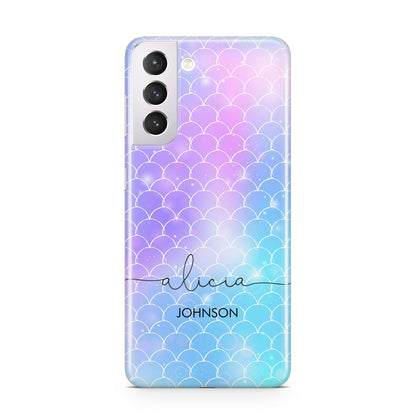 Personalised Mermaid Glitter with Names Samsung S21 Case