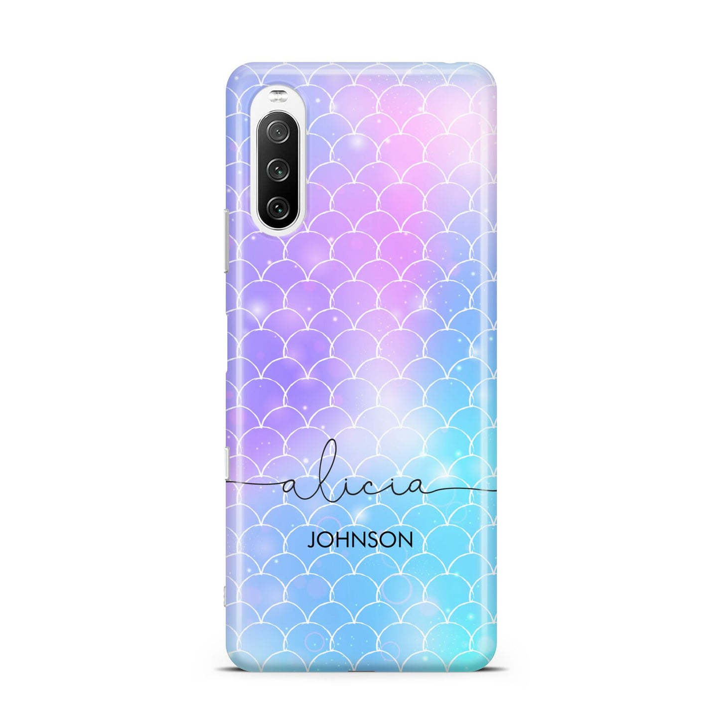 Personalised Mermaid Glitter with Names Sony Xperia 10 III Case