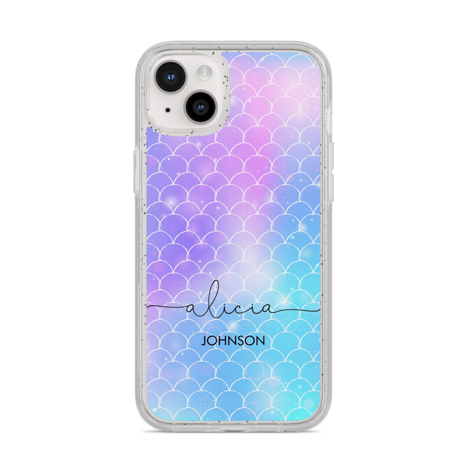 Personalised Mermaid Glitter with Names iPhone 14 Plus Glitter Tough Case Starlight