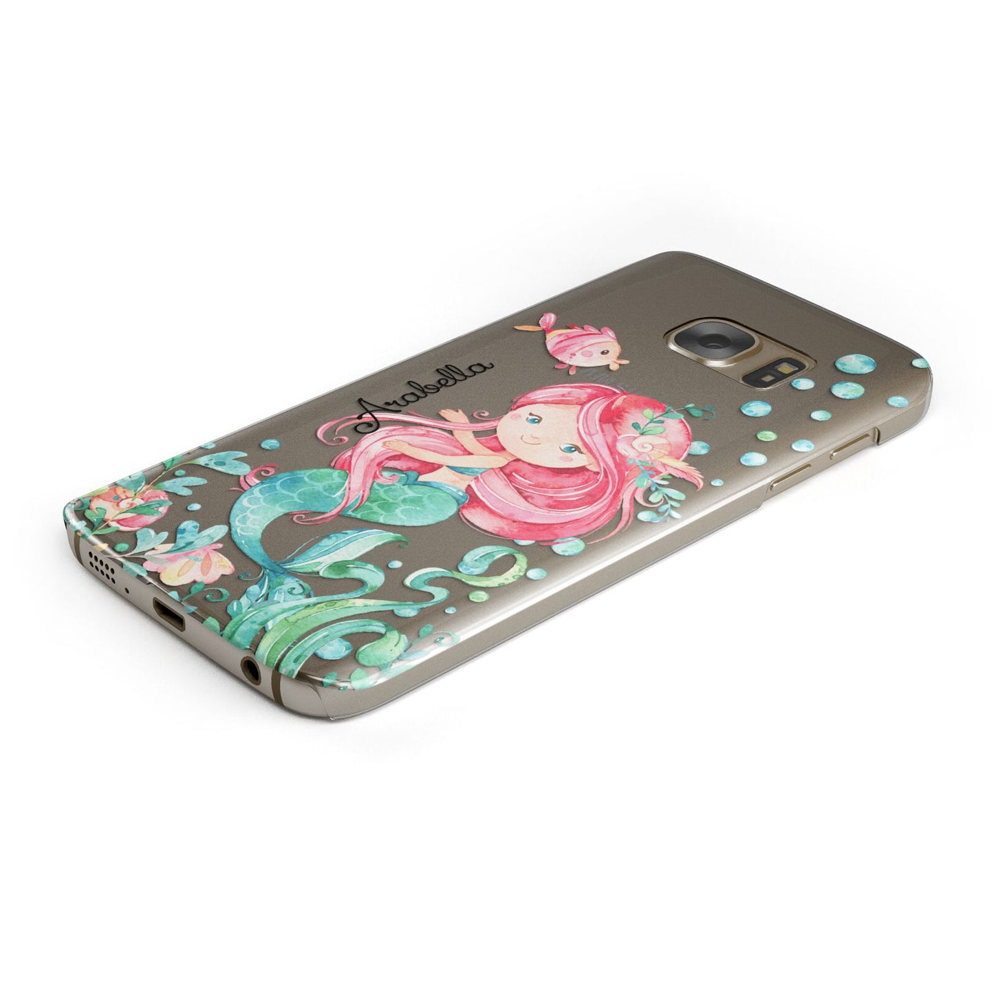 Personalised Mermaid Protective Samsung Galaxy Case Angled Image