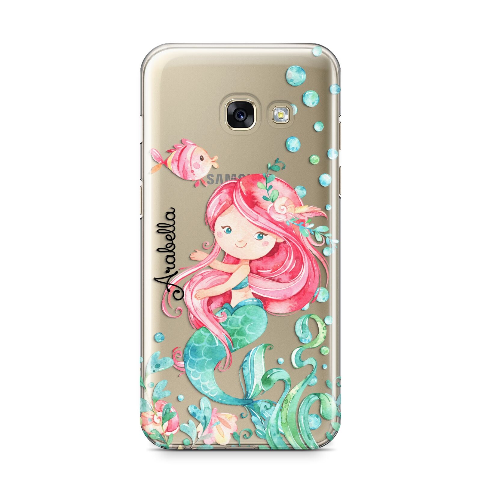 Personalised Mermaid Samsung Galaxy A3 2017 Case on gold phone