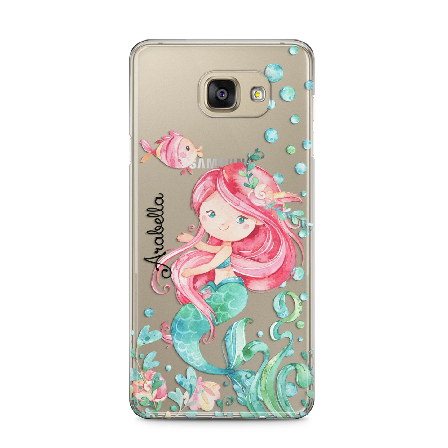 Personalised Mermaid Samsung Galaxy A5 2016 Case on gold phone