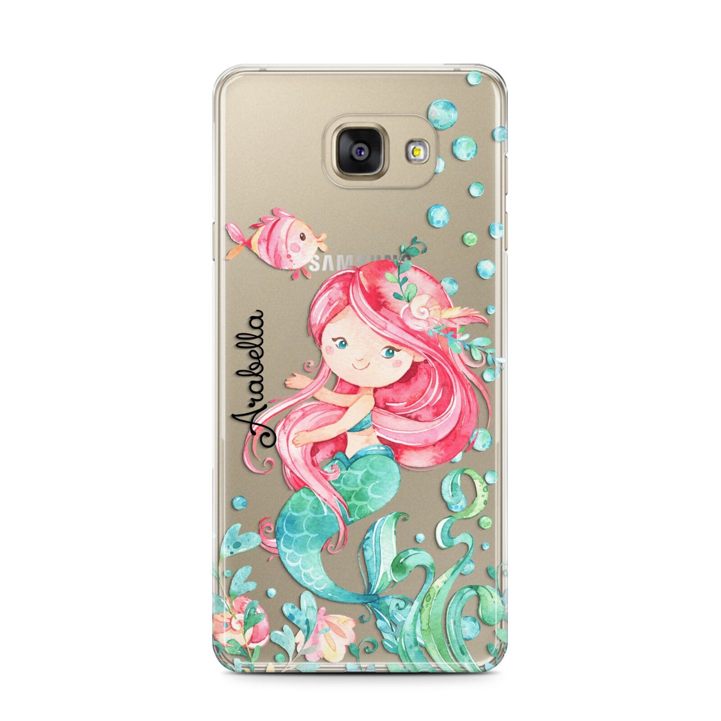 Personalised Mermaid Samsung Galaxy A7 2016 Case on gold phone