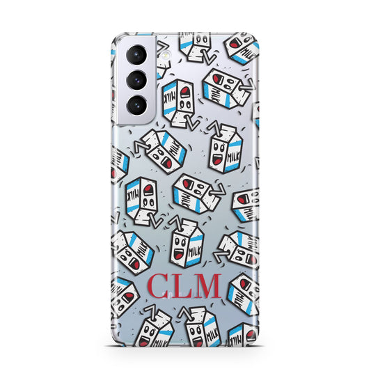 Personalised Milk Carton Initials Samsung S21 Plus Phone Case