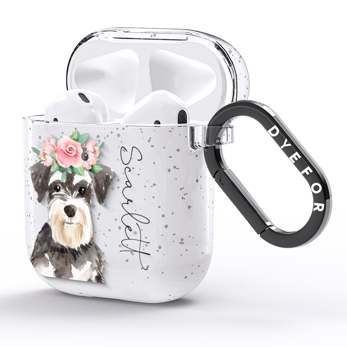 Personalised Miniature Schnauzer AirPods Glitter Case Side Image