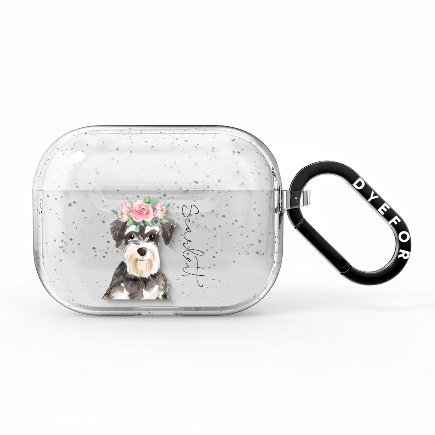 Personalised Miniature Schnauzer AirPods Pro Glitter Case