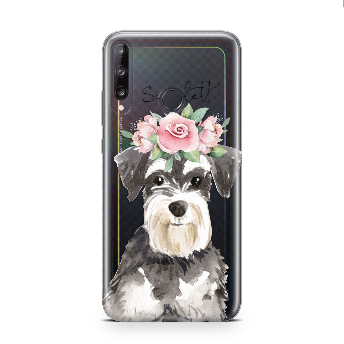 Personalised Miniature Schnauzer Huawei P40 Lite E Phone Case