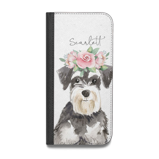 Personalised Miniature Schnauzer Vegan Leather Flip Samsung Case