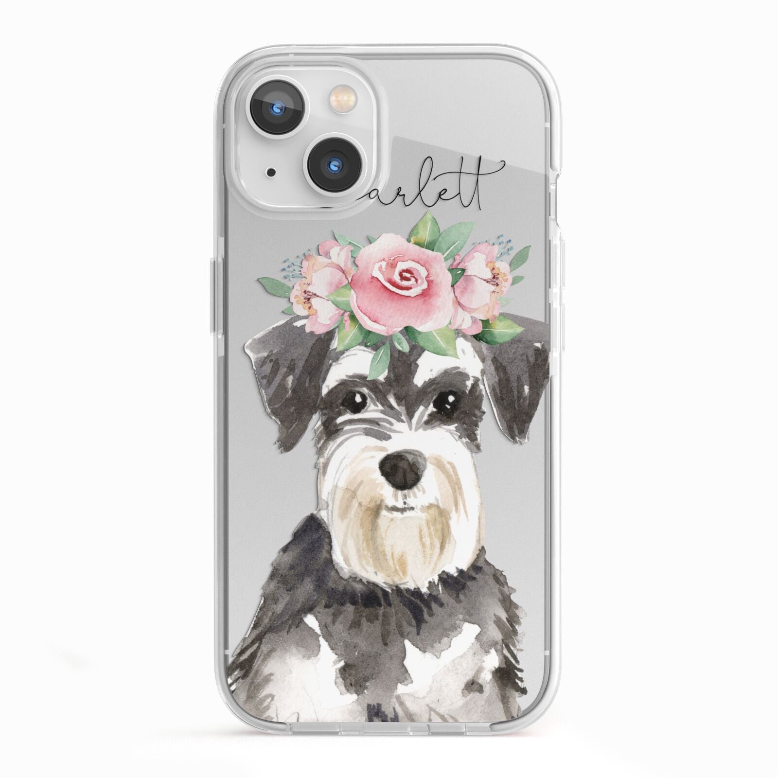 Personalised Miniature Schnauzer iPhone 13 TPU Impact Case with White Edges