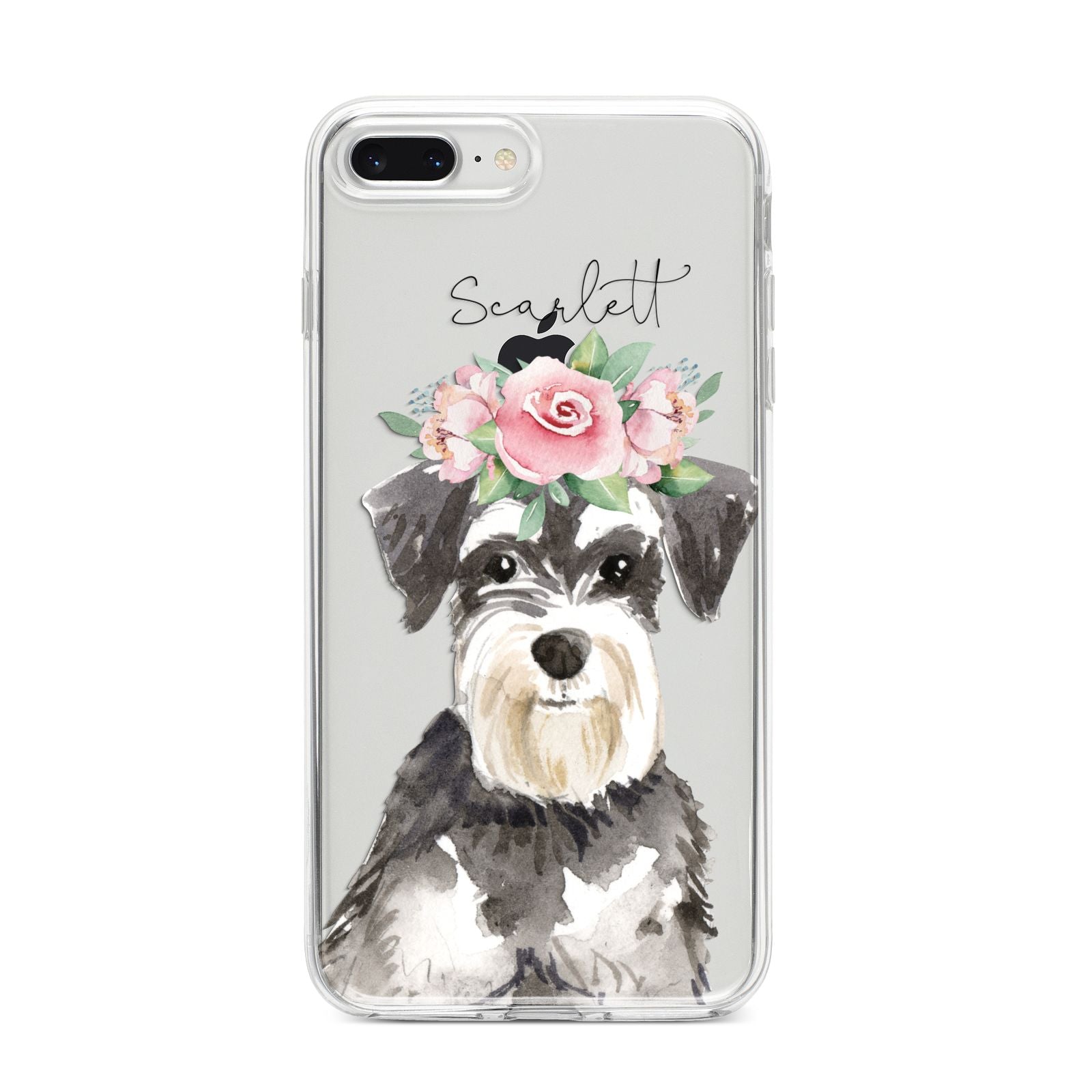 Personalised Miniature Schnauzer iPhone 8 Plus Bumper Case on Silver iPhone