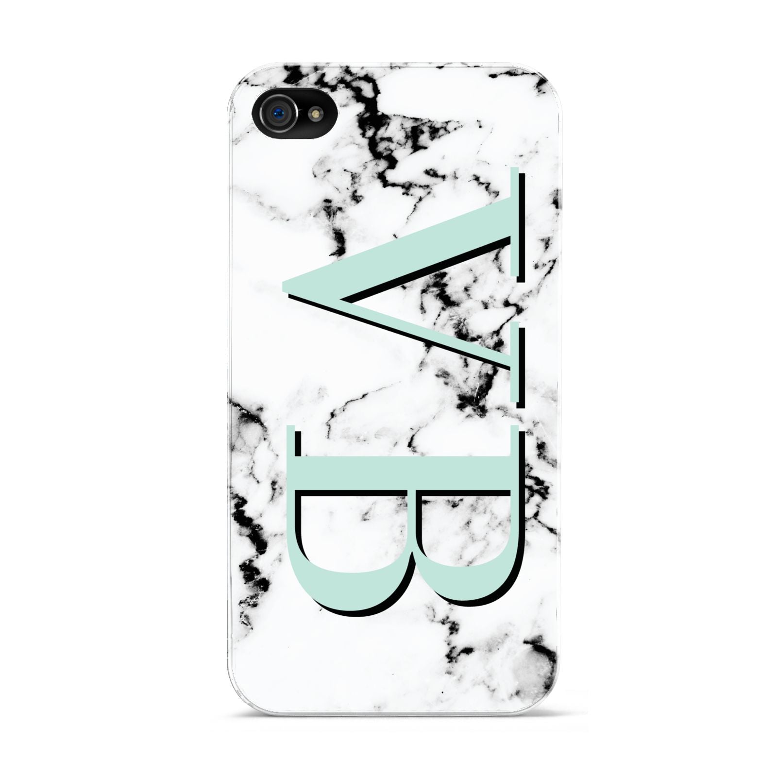 Personalised Mint Big Initials Marble Apple iPhone 4s Case