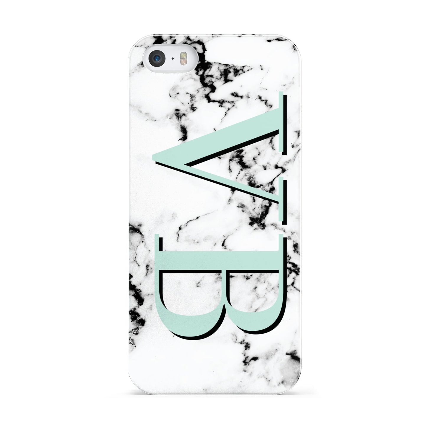 Personalised Mint Big Initials Marble Apple iPhone 5 Case