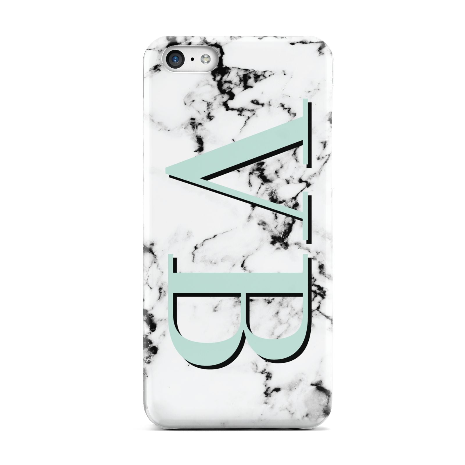 Personalised Mint Big Initials Marble Apple iPhone 5c Case