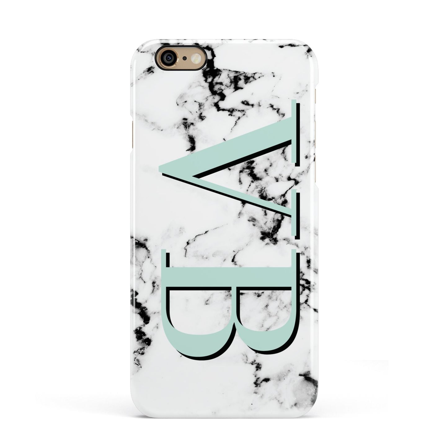 Personalised Mint Big Initials Marble Apple iPhone 6 3D Snap Case