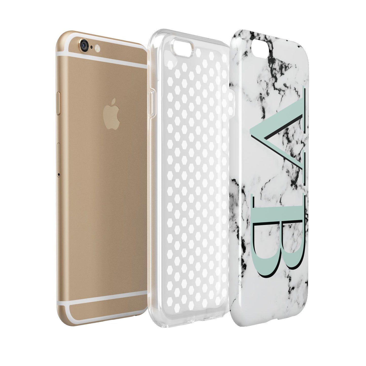 Personalised Mint Big Initials Marble Apple iPhone 6 3D Tough Case Expanded view