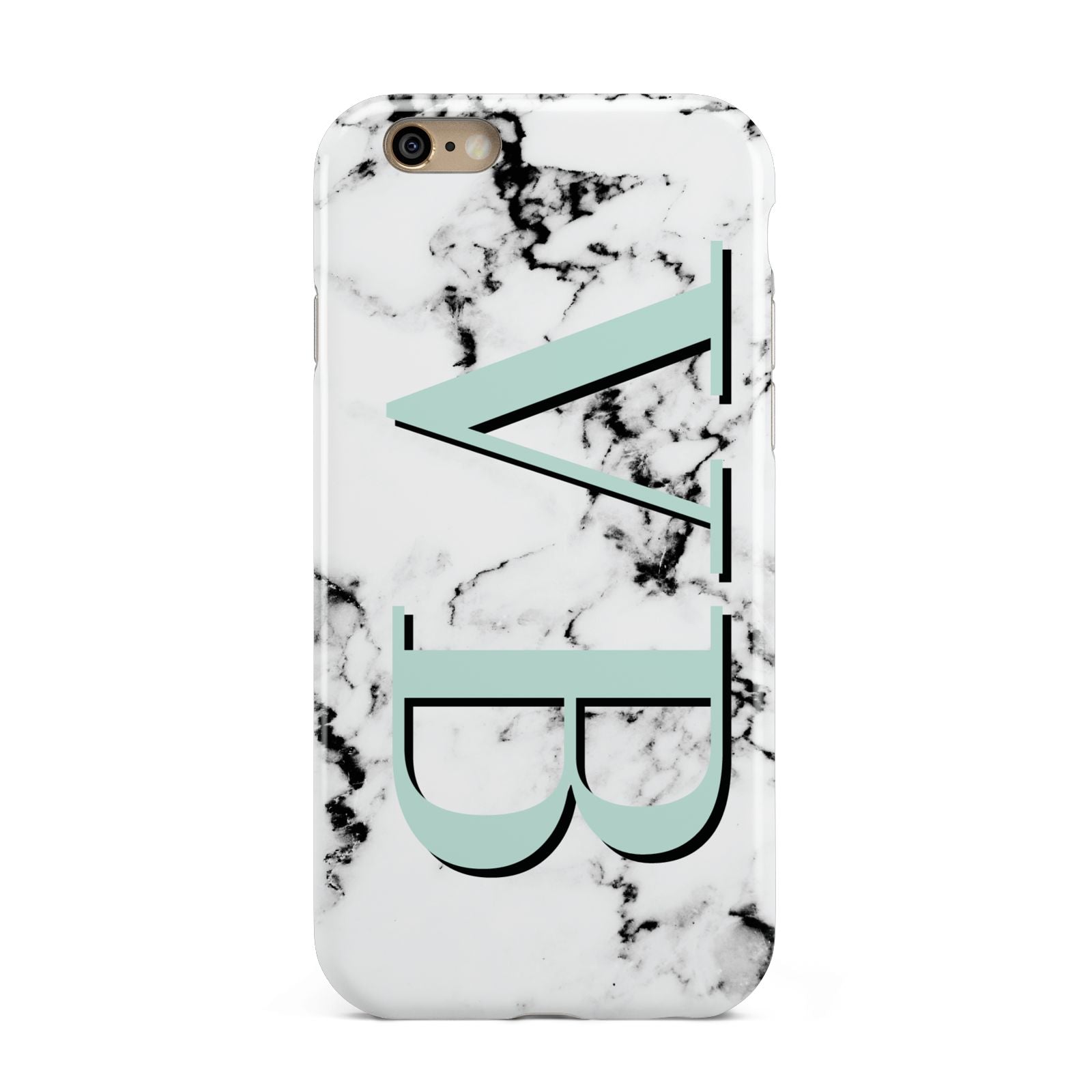 Personalised Mint Big Initials Marble Apple iPhone 6 3D Tough Case