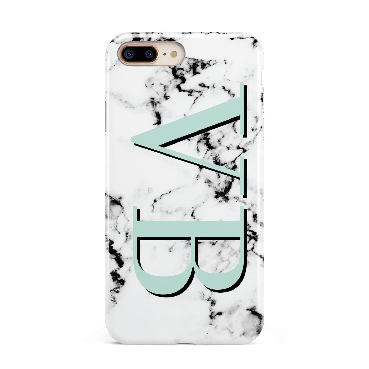 Personalised Mint Big Initials Marble Apple iPhone 7 8 Plus 3D Tough Case