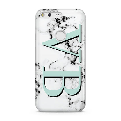 Personalised Mint Big Initials Marble Google Pixel Case