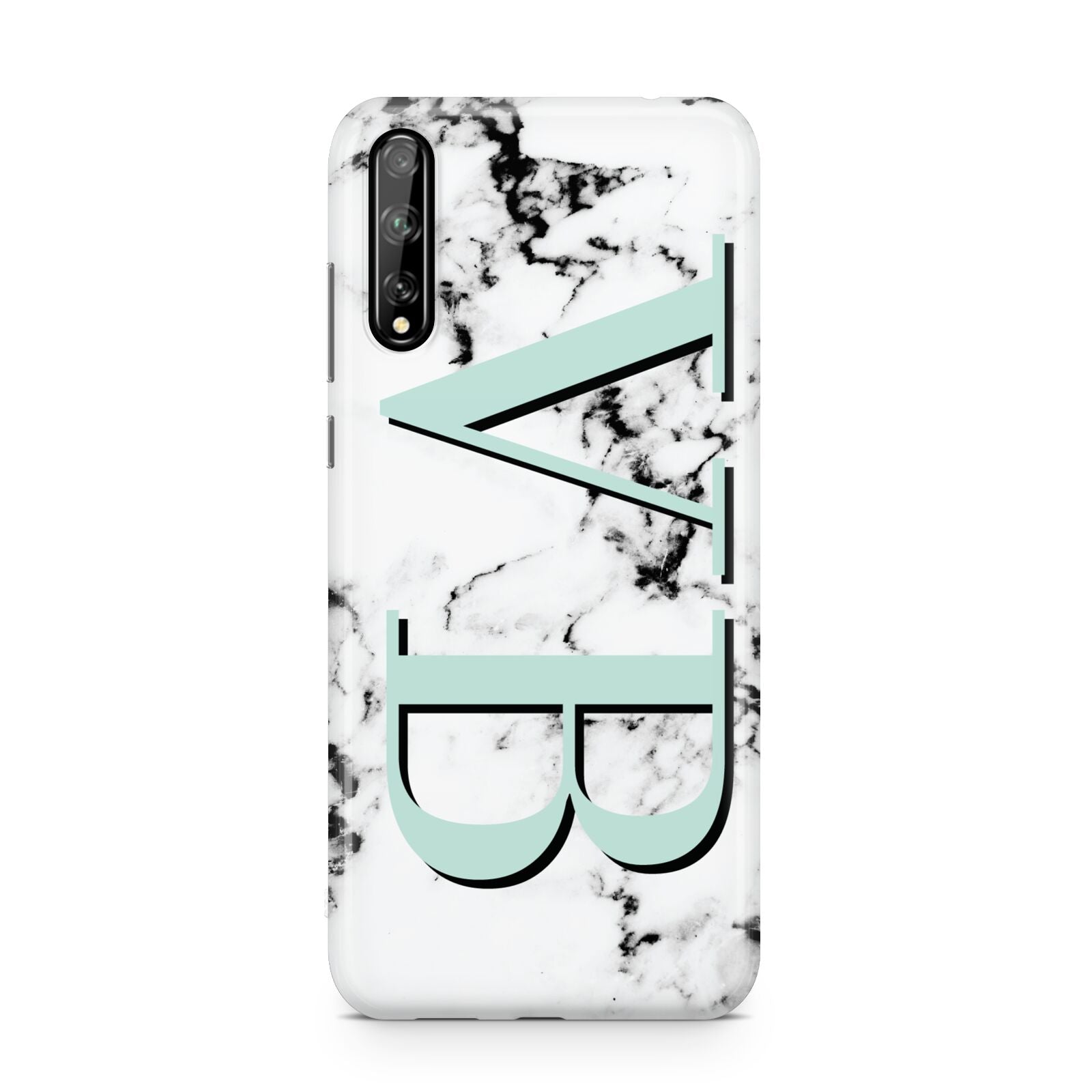 Personalised Mint Big Initials Marble Huawei Enjoy 10s Phone Case