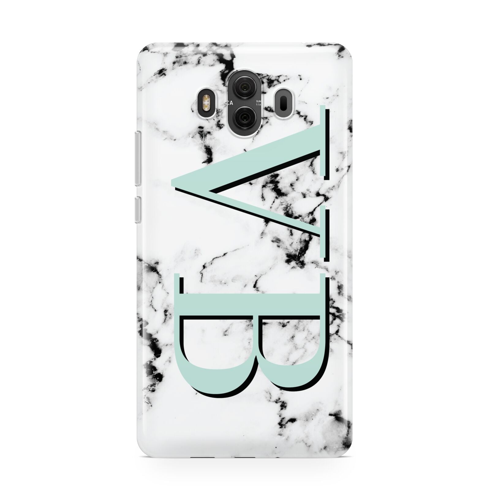 Personalised Mint Big Initials Marble Huawei Mate 10 Protective Phone Case