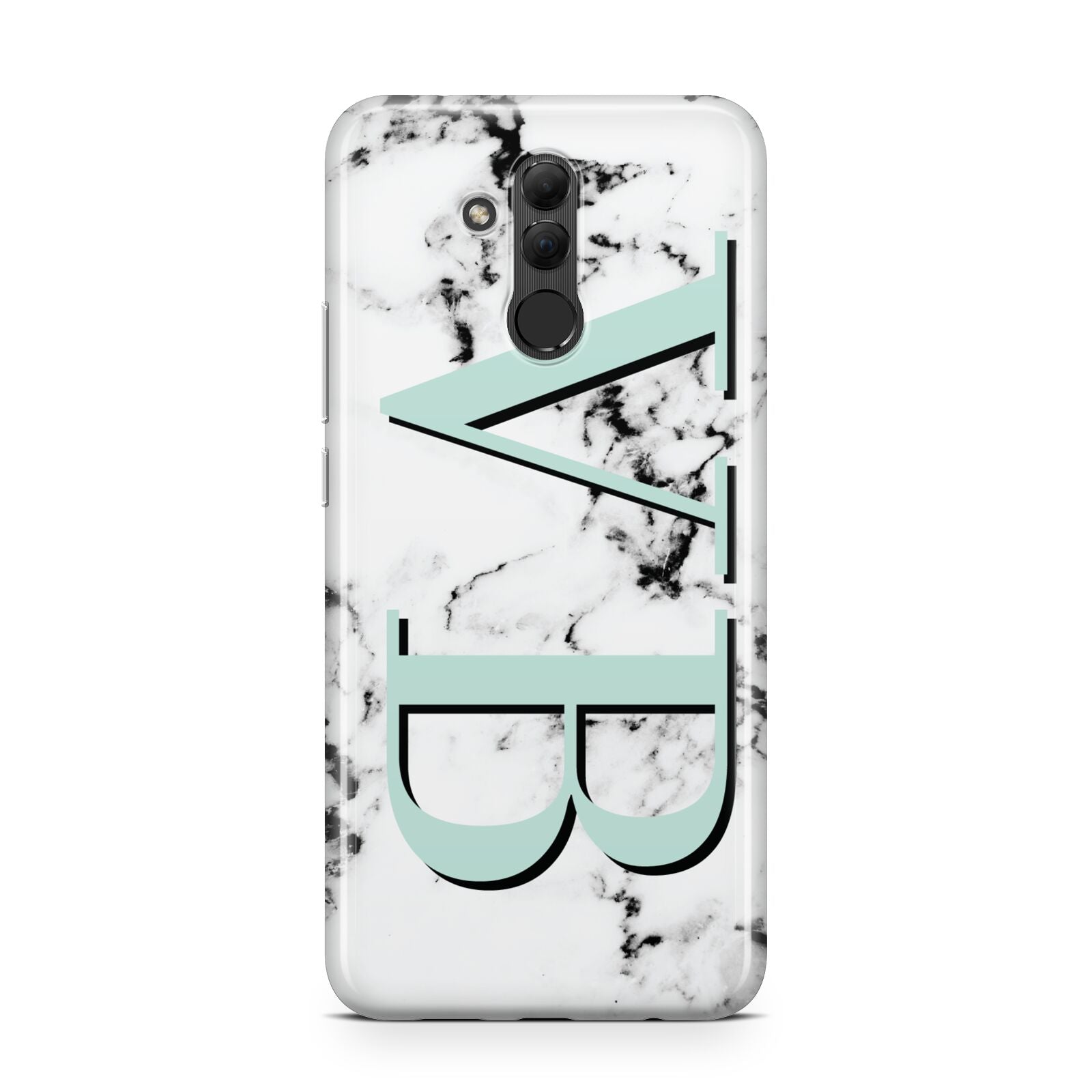 Personalised Mint Big Initials Marble Huawei Mate 20 Lite