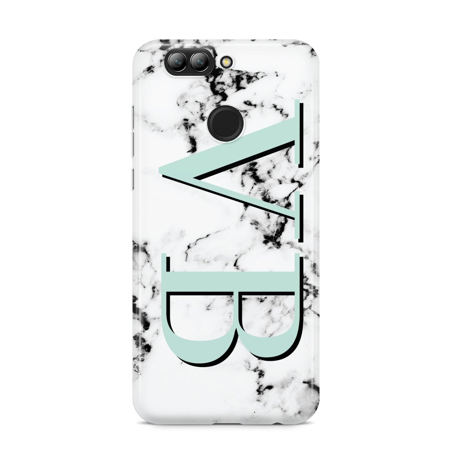 Personalised Mint Big Initials Marble Huawei Nova 2s Phone Case