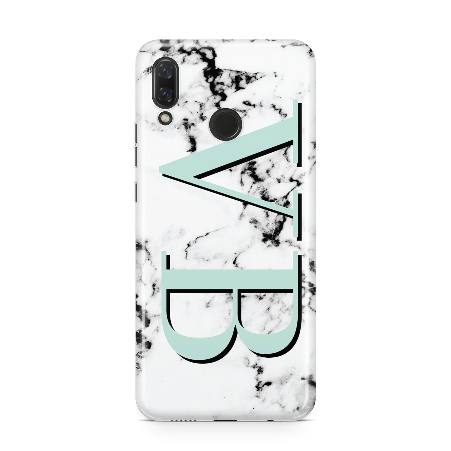 Personalised Mint Big Initials Marble Huawei Nova 3 Phone Case