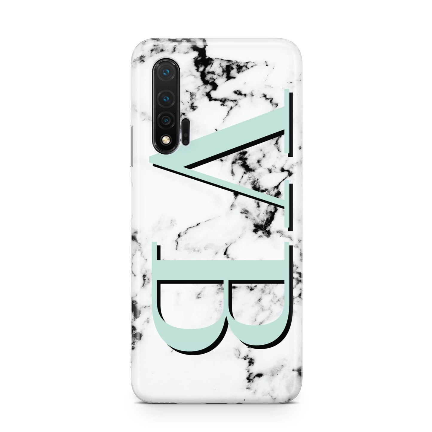 Personalised Mint Big Initials Marble Huawei Nova 6 Phone Case