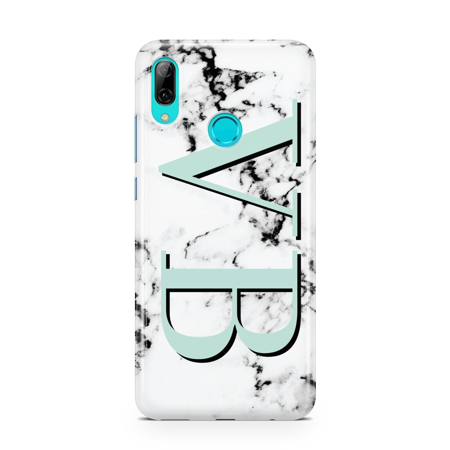 Personalised Mint Big Initials Marble Huawei P Smart 2019 Case