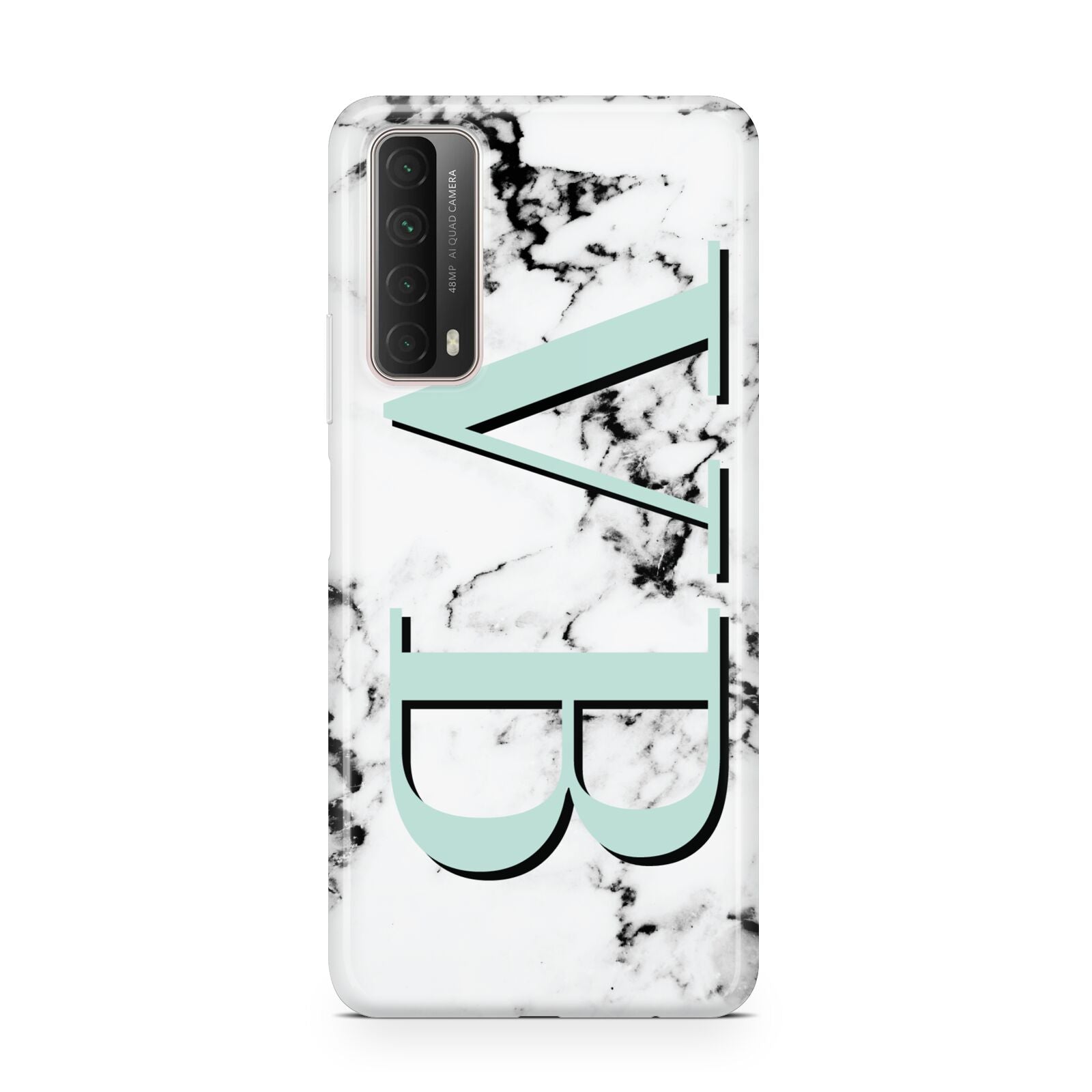 Personalised Mint Big Initials Marble Huawei P Smart 2021